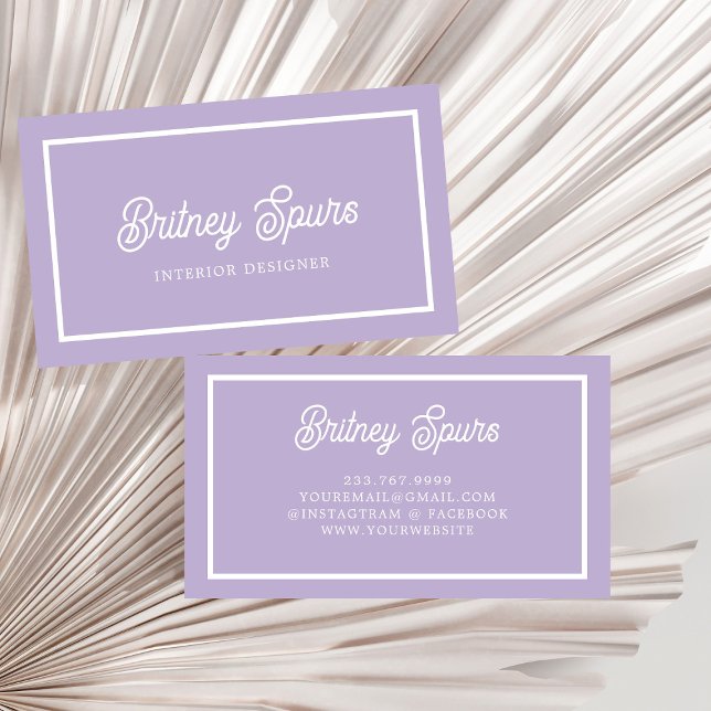 Name des Lila Monogramms für den personalisierten  Visitenkarte (Von Creator hochgeladen)