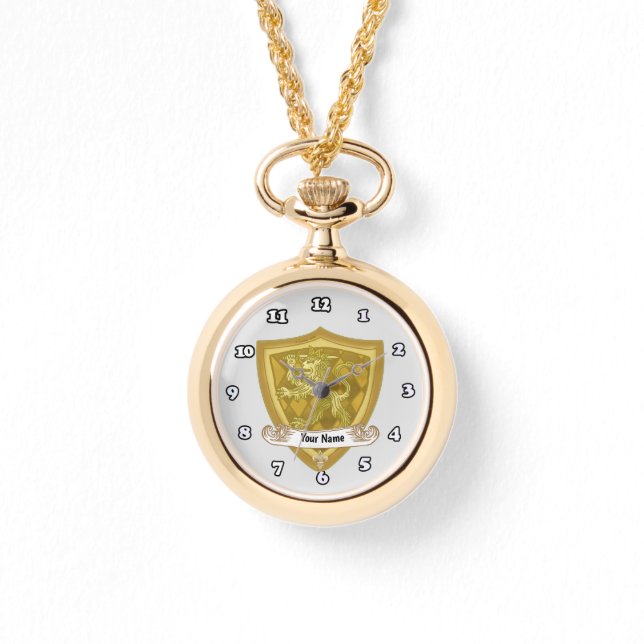 Name des Lion Shield-Familienwappens Armbanduhr (Vorderseite)