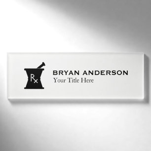 Name des Logos des Apothekers Mortar Pestle Namenschild