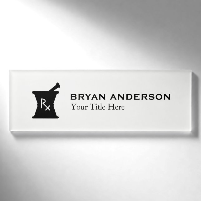 Name des Logos des Apothekers Mortar Pestle Namenschild (Vorderseite)