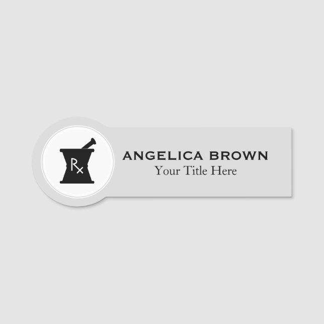 Name des Logos des Apothekers Mortar Pestle Namensschild (Vorderseite)