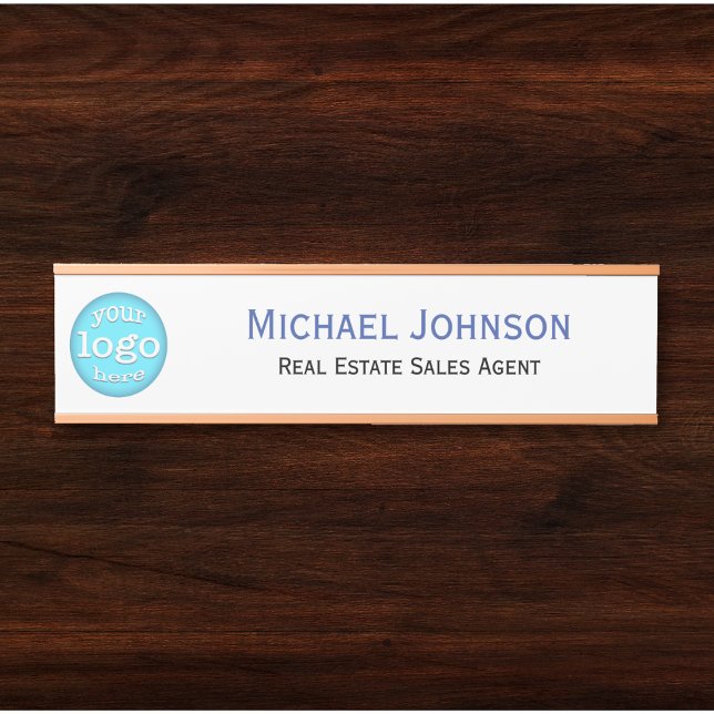 Name des Logos des beruflichen Unternehmens Türschild (Professional White Business Office Logo Name Title Door Sign)