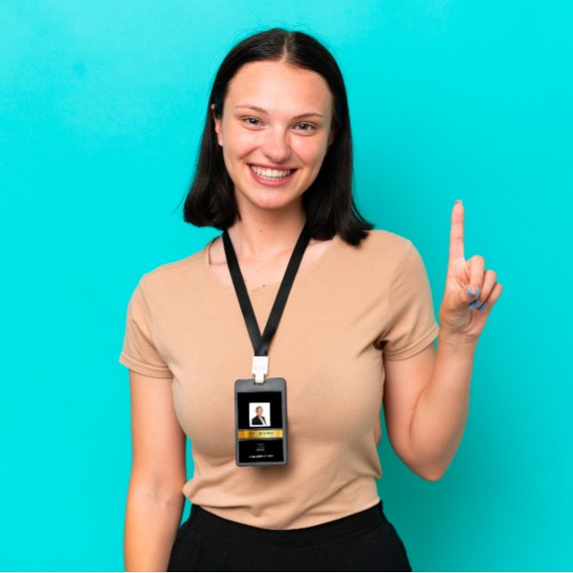 Name des Logos für den Mitarbeiterbarcode - Prüfun Ausweis (Employee Barcode Logo Name Scan Gold Vertical Badge)