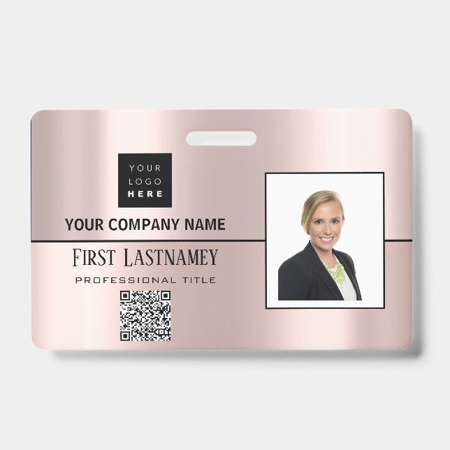 Name des Logos für Mitarbeiter - Scanner Grau Rose Ausweis (Vorderseite)
