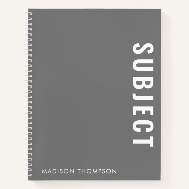 Name des Minimalistischen Grauschülers Notizbuch (Vorderseite)