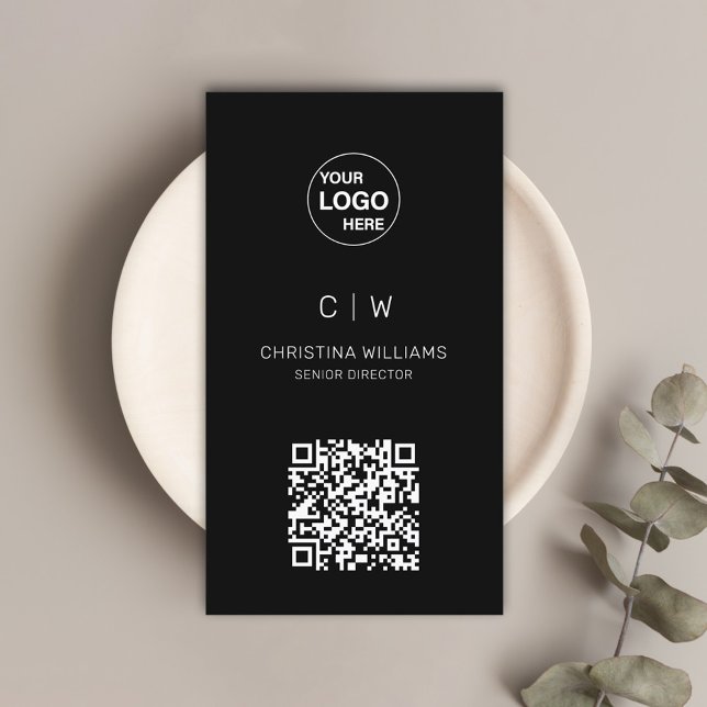 Name des Minimalistischen modernen QR-Codes Visitenkarte (Minimalist Modern QR Code Monogram Name Business Card)