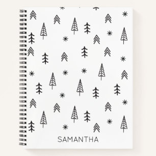 Name des Minimalistischen Schwarz-weißen Winterwal Notizbuch