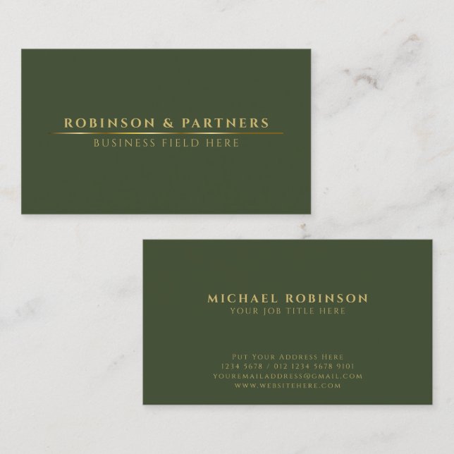 Name des Minimalistischen Unternehmens | Gold Line Visitenkarte (Vorne/Hinten)