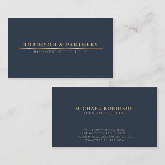 Name des Minimalistischen Unternehmens | Gold Line Visitenkarte (Vorne/Hinten)
