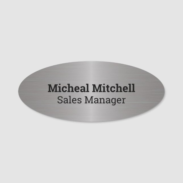 Name des Mitarbeiters des Brushed Metal Look Namensschild (Vorderseite)