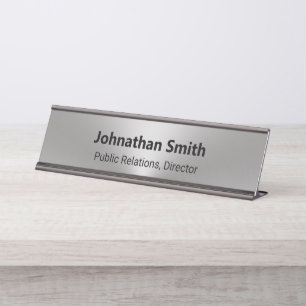 Name des Mitarbeiters im Job-Titel von Silberbürst Schreibtischnamensplakette