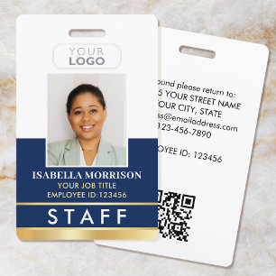 Name des Mitarbeiters Logo Navy Gold Gradient Ausweis