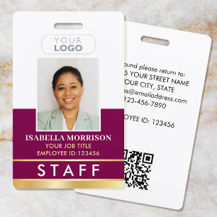 Name des Mitarbeiters Logo Plum Gold Gradient Ausweis