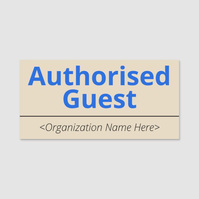 Name des modernen "autorisierten Gastes" Namensschild (Vorderseite)