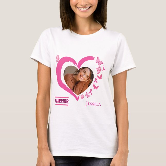Name des modernen Brustkrebs-Kriegers (Foto) T-Shirt (Vorderseite)