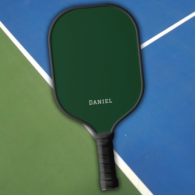 Name des modernen dunkelgrünen Monogramms Pickleball Schläger (Von Creator hochgeladen)