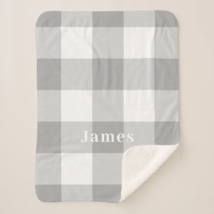 Name des modernen Gingham Pattern Monogram Sherpadecke