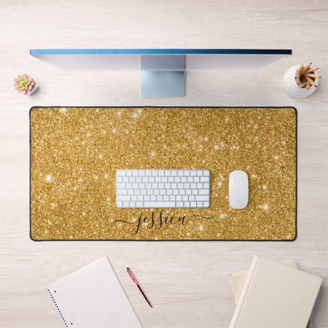 Name des modernen Goldene Glitzer Schreibtischunterlage (Büro 1)