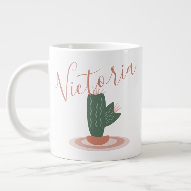 Name des modernen Kaktus Spikey Jumbo-Tasse (Links)