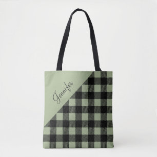 Name des modernen Karierten Musters "Sage Green" Tasche
