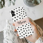 Name des modernen Monogramms | Pastellrosa und sch Case-Mate iPhone Hülle<br><div class="desc">Name des modernen Monogramms | Pastellrosa und schwarze Punkte</div>