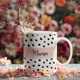 Name des modernen Monogramms | Pastellrosa und sch Kaffeetasse