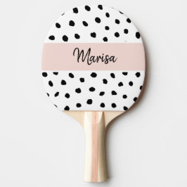 Name des modernen Monogramms | Pastellrosa und sch Tischtennis Schläger