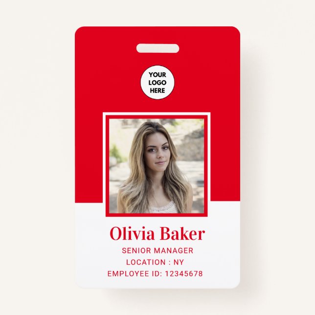 Name des modernen Red Foto Barcode Business-Logos Ausweis (Vorderseite)