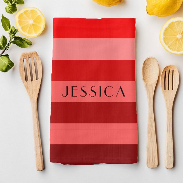 Name des modernen roten und weißen Streifens Geschirrtuch (Modern Red And White Stripes Pattern Name Kitchen Towel)