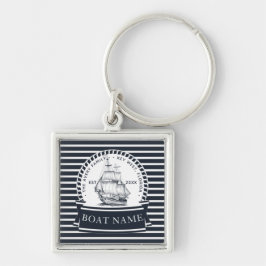 Name des modernen Schiffes Navy Blue Nautic Schlüsselanhänger