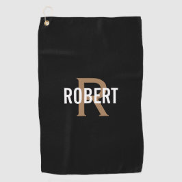 Name des modernen schwarzen Goldmonogramms Golfhandtuch