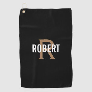 Name des modernen schwarzen Goldmonogramms Golfhandtuch