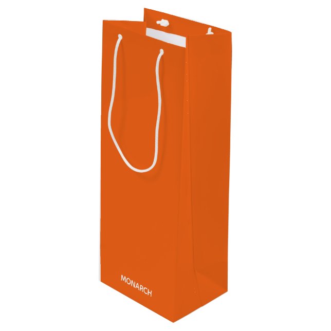 Name des Monarchschmetterlings orange Geschenktüte Für Weinflaschen (Vorderseite Schrägansicht)
