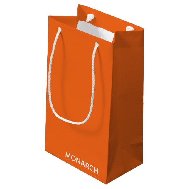 Name des Monarchschmetterlings orange Kleine Geschenktüte (Rückseite Schrägansicht)