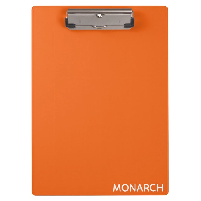 Name des Monarchschmetterlings orange Klemmbrett (Vorderseite)