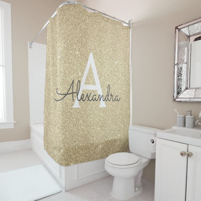 Name des Monogrammes des Glitzer: Goldsparkle Duschvorhang (Beispiel)