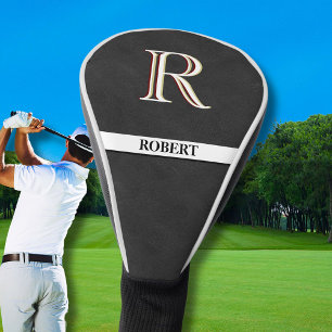 Name des Monogrammes für schwarzes Leder Textur Golf Headcover