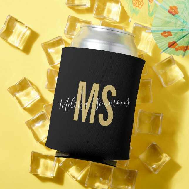 Name des Monogrammes mit schwarzem Gold Dosenkühler (In Situ Sommer)
