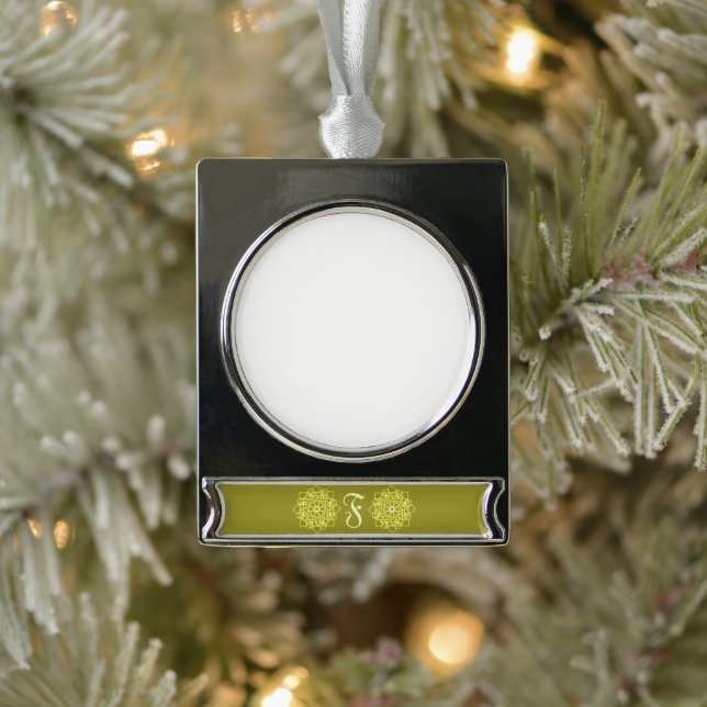 Name des Monogrammmusters der modernen Blume Banner-Ornament Silber (Baum)