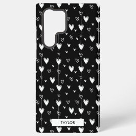 Name des Monogrammmusters des Schwarz-weißen Doodl Samsung Galaxy Hülle