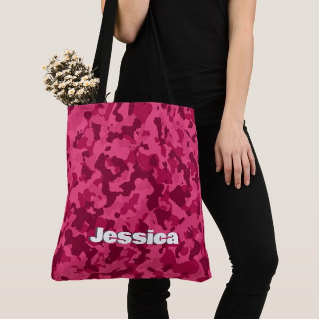 Name des Monogramms auf rosa Camouflage | Tasche (Von Nahem)