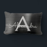 Name des Monogramms aus Luxusschwarzstachelstahl Lendenkissen<br><div class="desc">Schwarze Imitate Pinselmetall aus Edelstahl Monogram Name Monogram Mousepad. Dieses mit Monogramm Mousepad kann auf Ihren Vornamen und Erstnamen angepasst werden und eignet sich perfekt für die Schule oder das Büro und macht ein tolles Weihnachts- oder Geburtstagsgeschenk.</div>