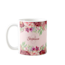 Name des Monogramms Burgund Blush Floral