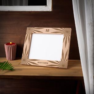 Name des Monogramms der Familie Modernes Holzbild Geätzte Rahmen