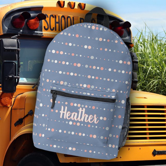 Name des Monogramms der niedlichen rosa Polka-Dose Bedruckter Rucksack (Von Creator hochgeladen)