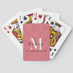 Name des Monogramms des Girl-Rosa-Glitzer Spielkarten