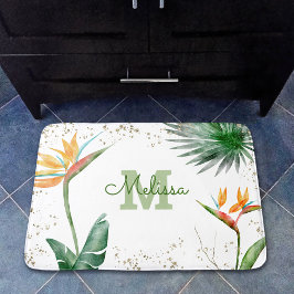 Name des Monogramms des weißen Gold Tropical Flora Badematte