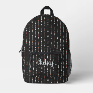 Name des Monogramms für coole schwarze Streifen Bedruckter Rucksack