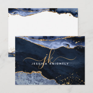 Name des Monogramms für das Blue Agate Geode Gold Mitteilungskarte