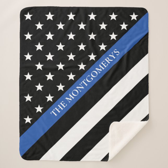 Name des Monogramms für das dünne blaue Line-Poliz Sherpadecke (Vorderseite)